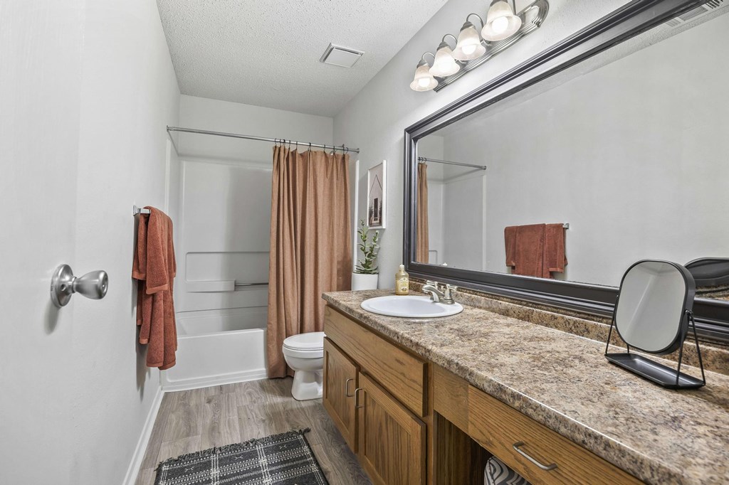 Bathroom With Vanity Lights at Pointe Royal, Overland Park, KS, 66213