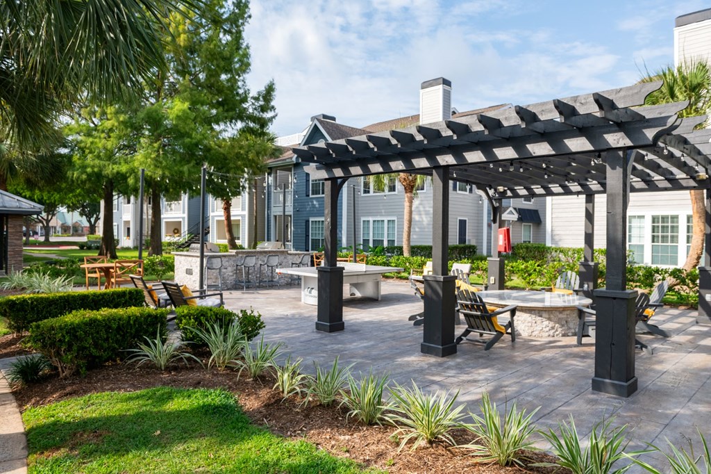 Gas Grills and Fire Pit at The Moorings, League City, Texas