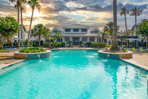 Beautiful View of Pool and Clubhouse at The Moorings, League City, 77573