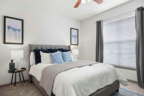 Bedroom with Large window at The Shallowford Apartments, Tennessee, 37421