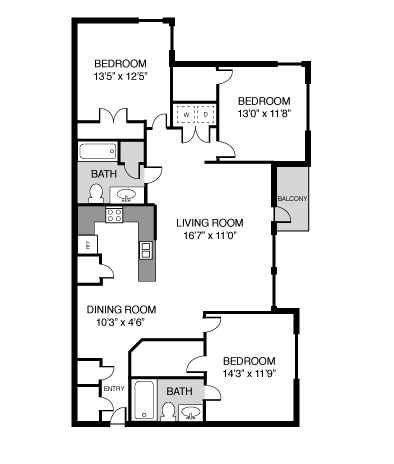 C2 - Floor plan at Trailside at Greenline, Cordova, TN, 38018
