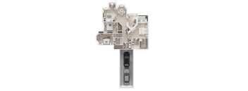 A cutaway diagram of a house showing the interior layout.