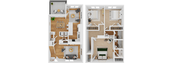 C1 w den Floor Plan at The Garden District Apartments, Germantown, 38138