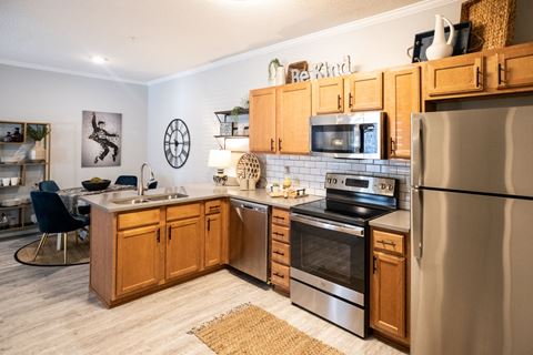 Spacious kitchen with stainless steel appliances at Grand Island Apartments in Memphis TN 38103