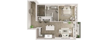 a floor plan of a bedroom apartment at Livano Grand National, Orlando, FL