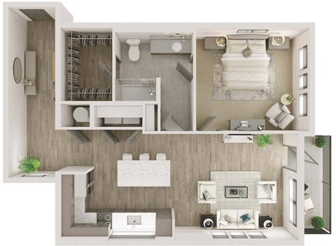 a floor plan of a bedroom apartment at Livano Grand National, Orlando, FL
