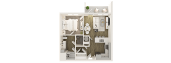 1 bed 1 bath floor plan at Grays Creek Apartments, Cordova, Tennessee
