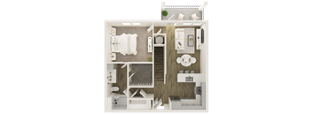 1 bed 1 bath A floor plan at Grays Creek Apartments, Cordova