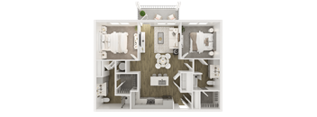 2 bed 2 bath A floor plan at Grays Creek Apartments, Cordova, TN, 38018