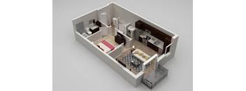 Armstrong 1 bed 1 bath Floorplan at Highland Row Apartments, TN, 38111