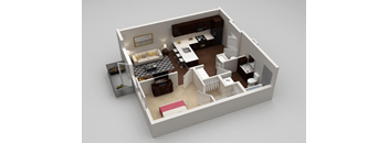 Davis 1 bed 1 bath Floorplan at Highland Row Apartments, Tennessee