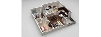 Goodman 2 bed 2 bath Floorplan at Highland Row Apartments, Tennessee