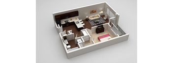 Oliver 1 bed 1 bath Floorplan at Highland Row Apartments, Memphis, 38111
