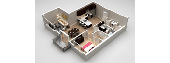 Parker 1 bed 1 bath Floorplan at Highland Row Apartments, Memphis, TN,  38111