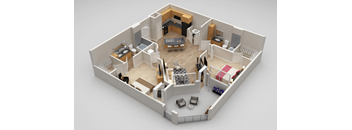 Waldron 2 bed 2 bath Floorplan at Highland Row Apartments, Memphis, Tennessee