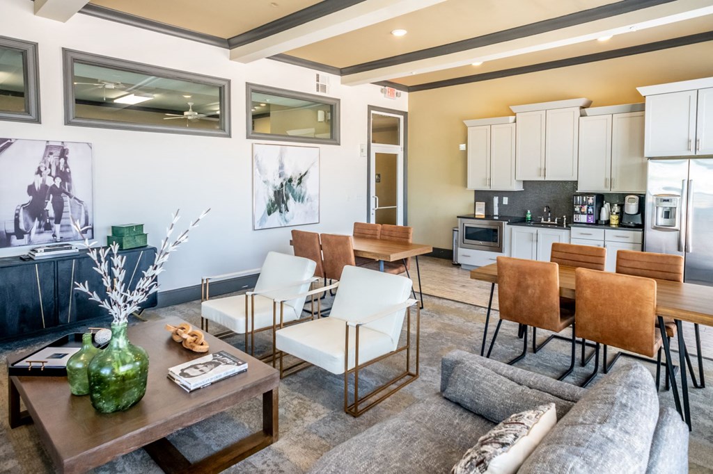 Resident Clubhouse with Kitchen and Coffee Station at Harbor Island located in Memphis, TN 38103