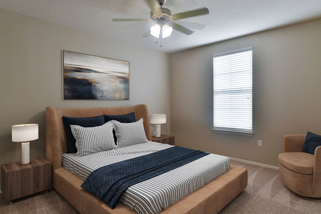 Bedroom with Ceiling Fan Bedroom with Ceiling Fan at Harbor Island Apartments, Tennessee