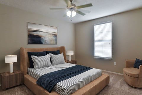 Bedroom with Ceiling Fan at Harbor Island located in Memphis, TN 38103