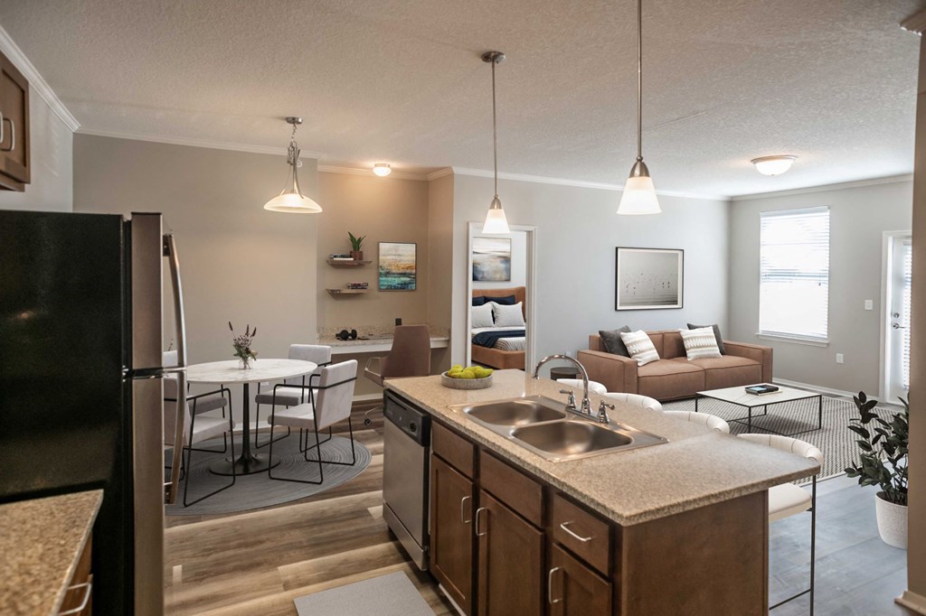 Spacious Kitchen with Kitchen Island at Harbor Island located in Memphis, TN 38103