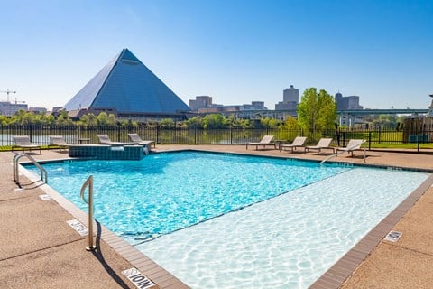 Pool and View of Pyramid at Harbor Island located in Memphis, TN 38103