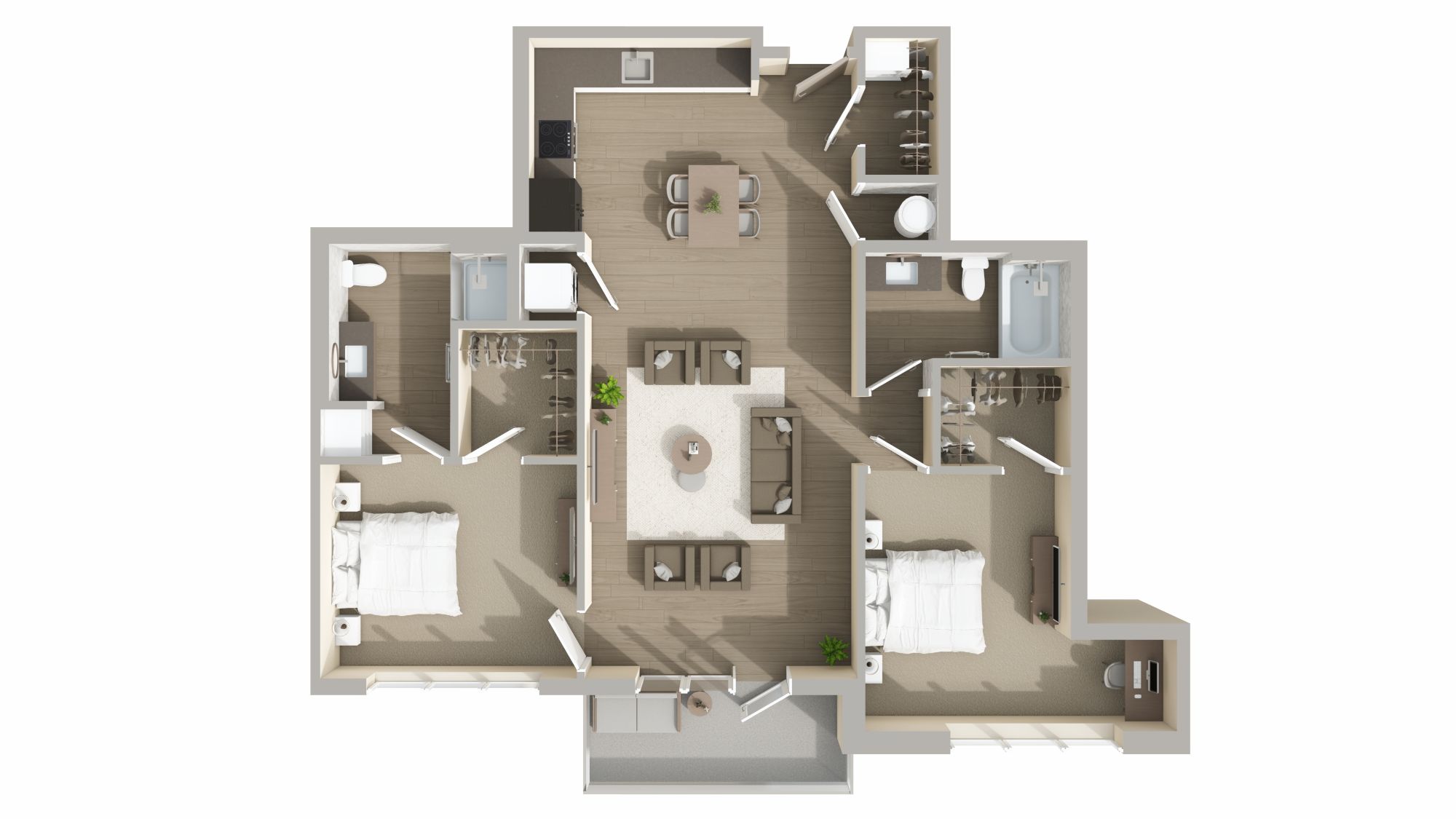 B2 Floor Plan at Conwood Flats Apartments, Memphis, 38107