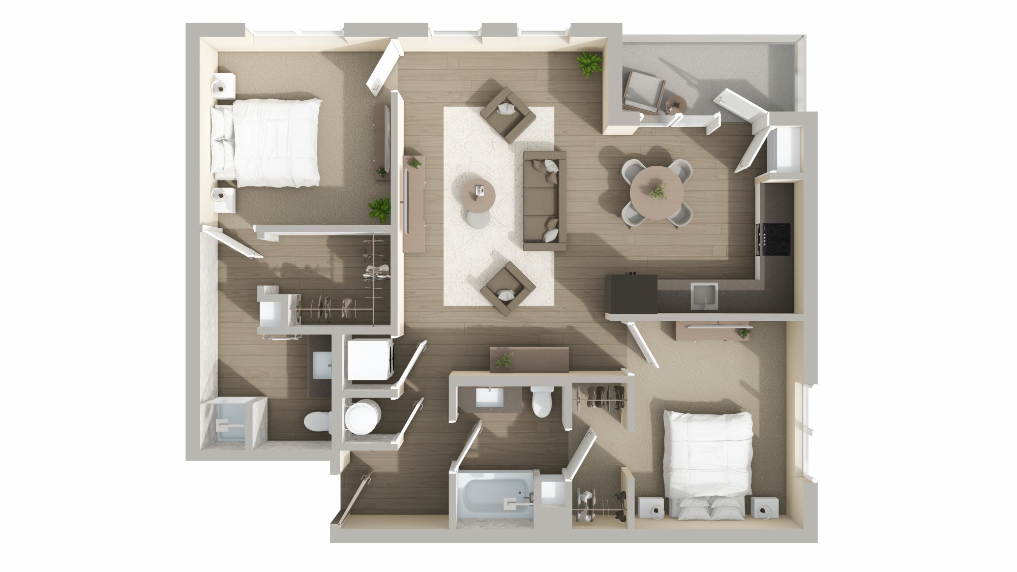 B4 Floor Plan at Conwood Flats Apartments, Memphis, TN, 38107