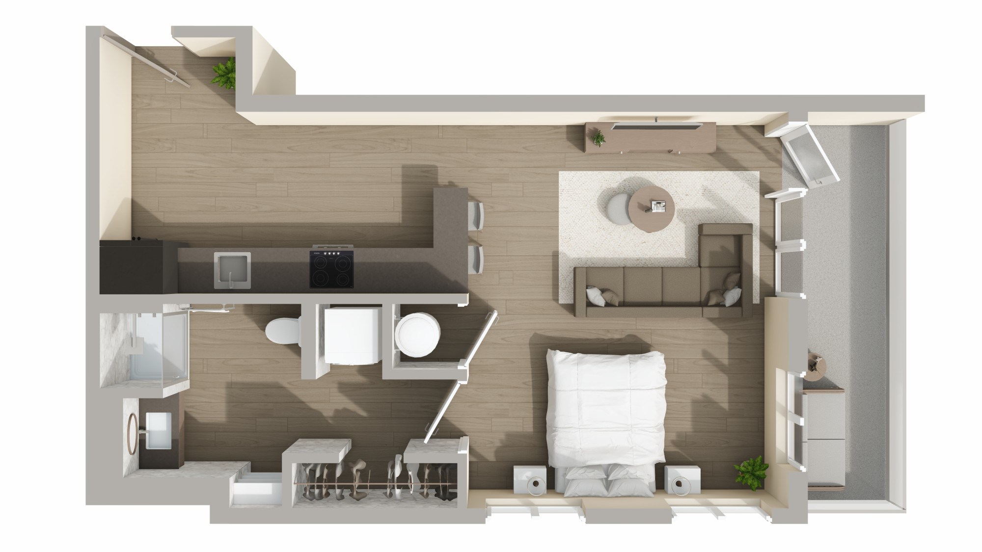 S4 Floor Plan at Harbor Side at Conwood Flats Apartments in Uptown Memphis, TN