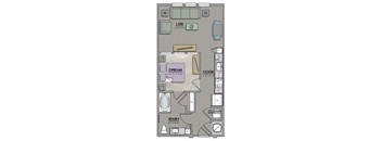 S1 1 bath Floor Plan at The Jamestown Apartment Flats, Virginia, 23224