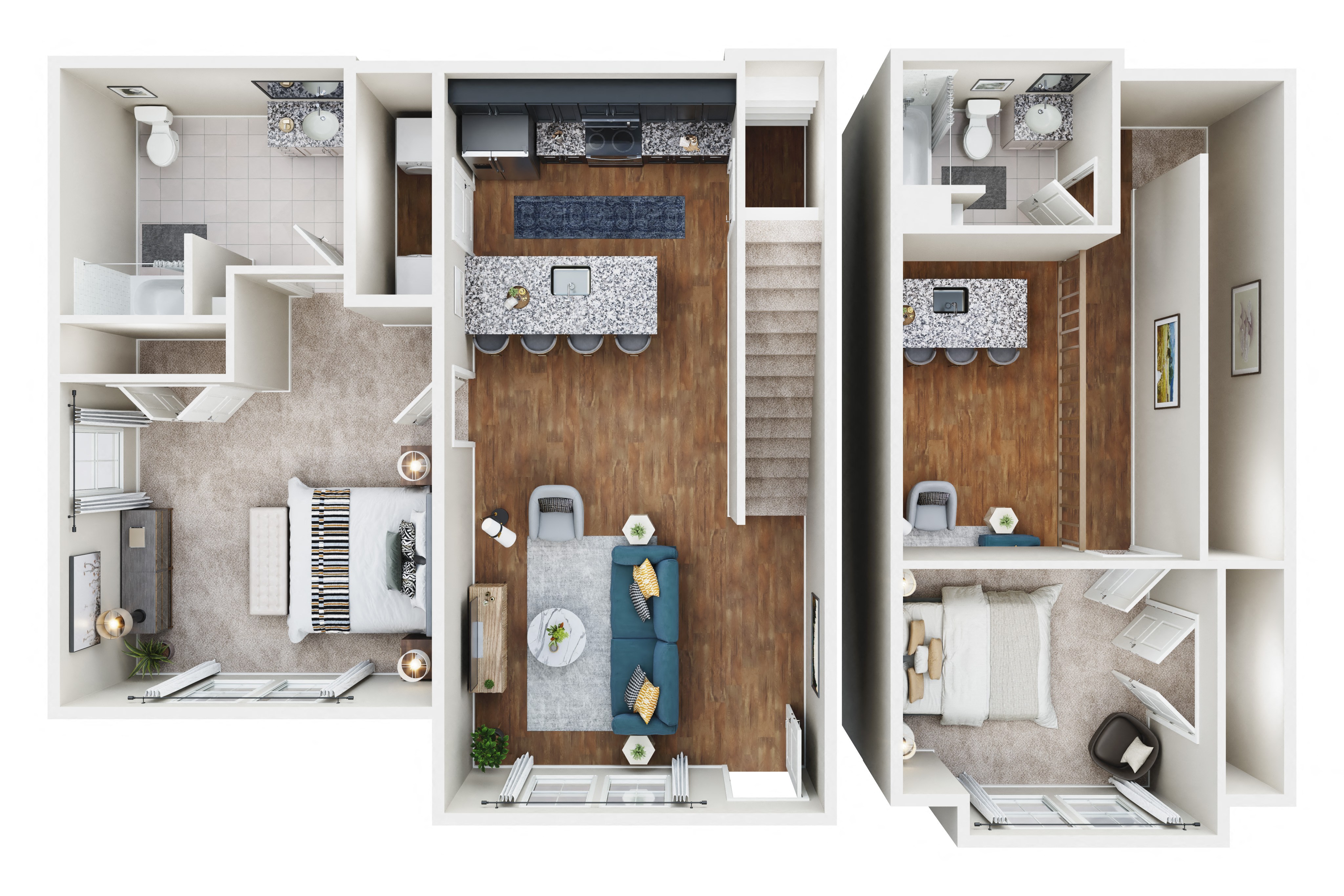 1 bedroom 1 bath D floor plan at Lakeland Town Square Apartments, Tennessee