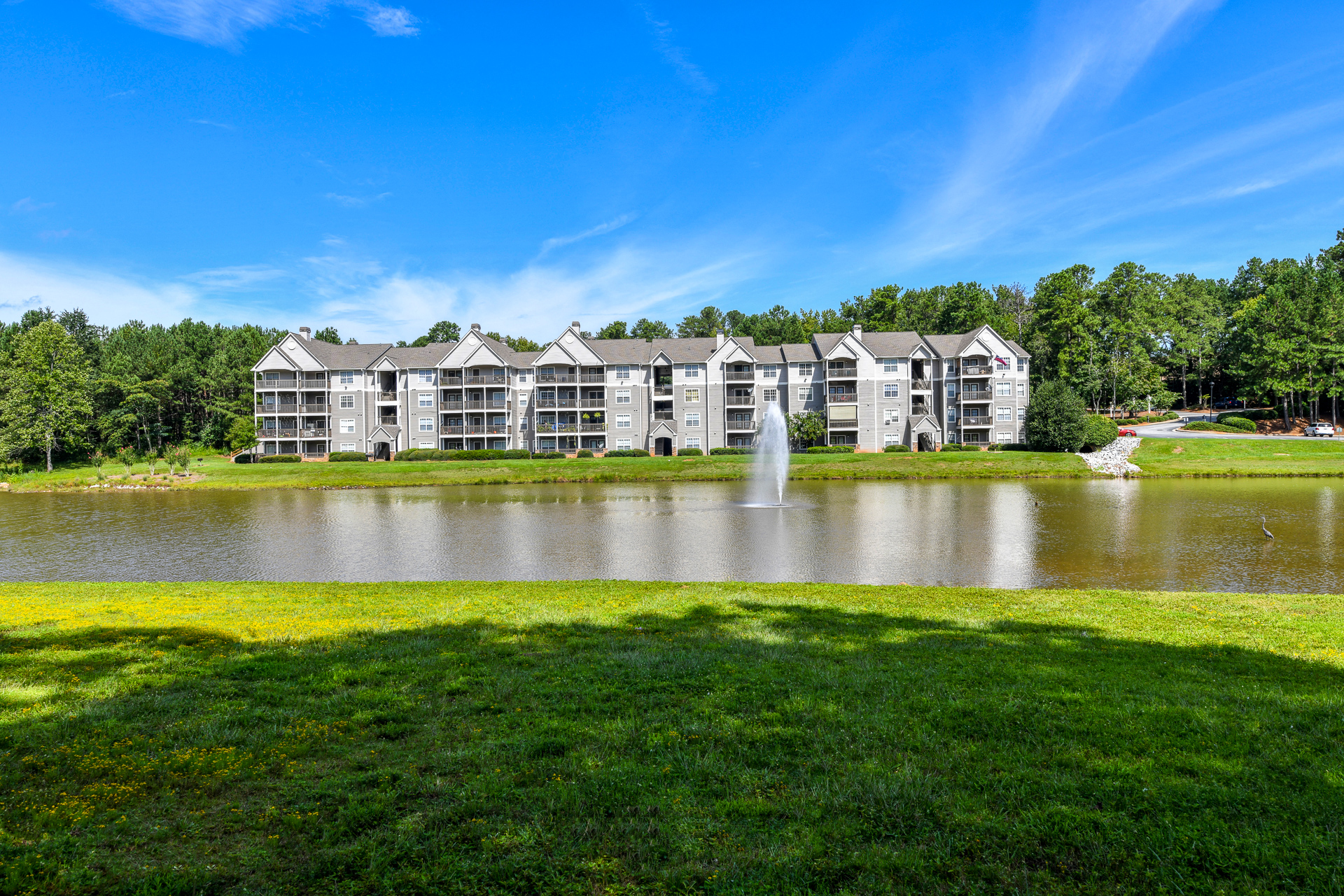 Pond with fountain at Lakeside at Arbor Place, Douglasville, Georgia