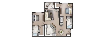 Belvedere Floor Plan at Lakeside Villas Apartments, Hampton, 30228