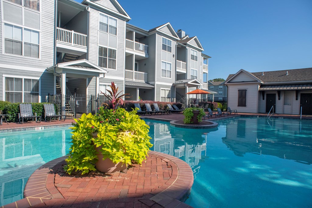 Pool View with Lush Landscaping at Legacy Farm located in Collierville, TN 38017