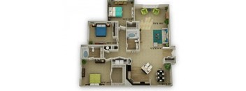 3 bed 2 bath Legend with Sunroom Floor Plan at Legends at Chatham Apartments, Savannah