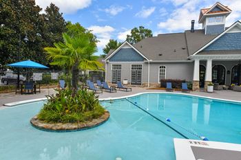 Resort style pool with island