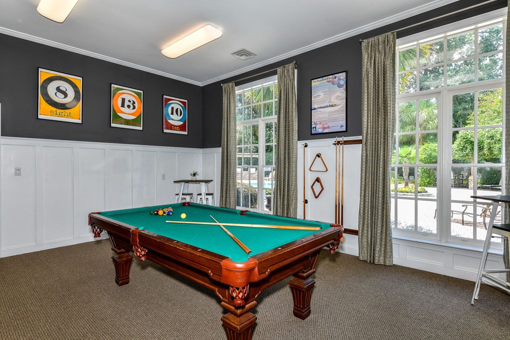 Billiards in clubhouse at Legends at Charleston Park Apartments, North Charleston, SC, 29420