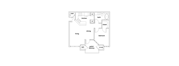 Orchid floor plan 1 bedroom 1 bathroom 755 square feet apartment  at Lincoln at Wolfchase, Tennessee, 38016