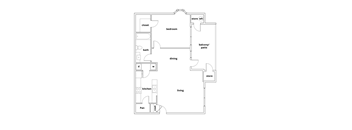Iris with a patio floor plan 1 bedroom 1 bathroom 684 square feet apartment  at Lincoln at Wolfchase, Cordova