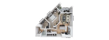 a floor plan of a house with a bedroom and a living room