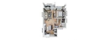 a floor plan of a home with a bedroom and a living room