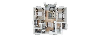 a 3 bedroom floor plan with a bedroom and a living room