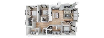 a 3d floor plan of a living room and a dining room