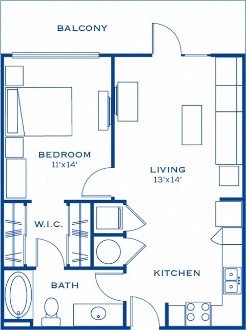 A1 1 bedroom 1 bathroom  Floor Plan at Maitland City Centre, Maitland, 32751
