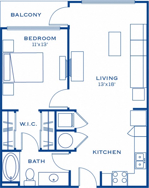 A2 1 bedroom 1 bathroom Floor Plan at Maitland City Centre, Maitland, Florida
