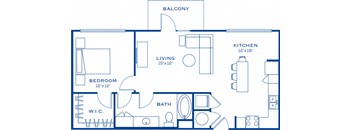 A4 1 bedroom 1 bathroom Floor Plan at Maitland City Centre, Florida