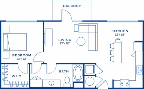 A4 1 bedroom 1 bathroom Floor Plan at Maitland City Centre, Florida