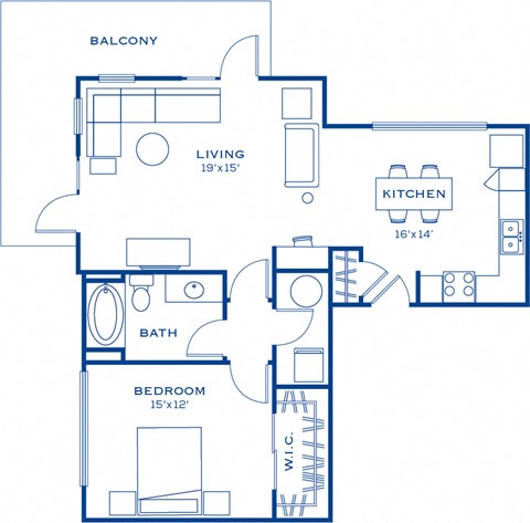 A6 1 bedroom floorplan  at Maitland City Centre, Florida, 32751