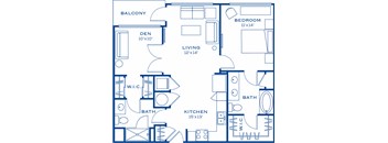B1 2 bedroom 2 bathroom Den Floor Plan at Maitland City Centre, Maitland, FL, 32751