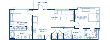 B2 2 bedroom 2 bathroom Floor Plan at Maitland City Centre, Maitland, FL