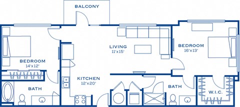B2 2 bedroom 2 bathroom Floor Plan at Maitland City Centre, Maitland, FL