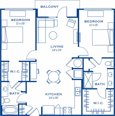 B4 2 bedroom 2 bathroom Floor Plan at Maitland City Centre, Maitland, 32751